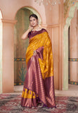 Vsaree Yellow Kanjivaram Silk Saree With Designer Zari Weaving Border And Blouse