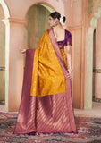 Vsaree Yellow Kanjivaram Silk Saree With Designer Zari Weaving Border And Blouse