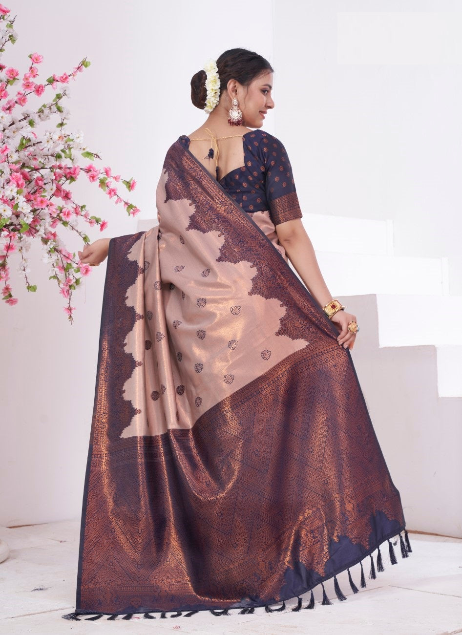 Vsaree Light Purple Kanjivaram Silk Saree With Designer Zari Weaving Border And Blouse