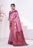 Vsaree Purple Kanjivaram Silk Saree With Designer Zari Weaving Border And Blouse