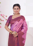 Vsaree Purple Kanjivaram Silk Saree With Designer Zari Weaving Border And Blouse