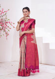 Vsaree Rani Pink Kanjivaram Silk Saree With Designer Zari Weaving Border And Blouse