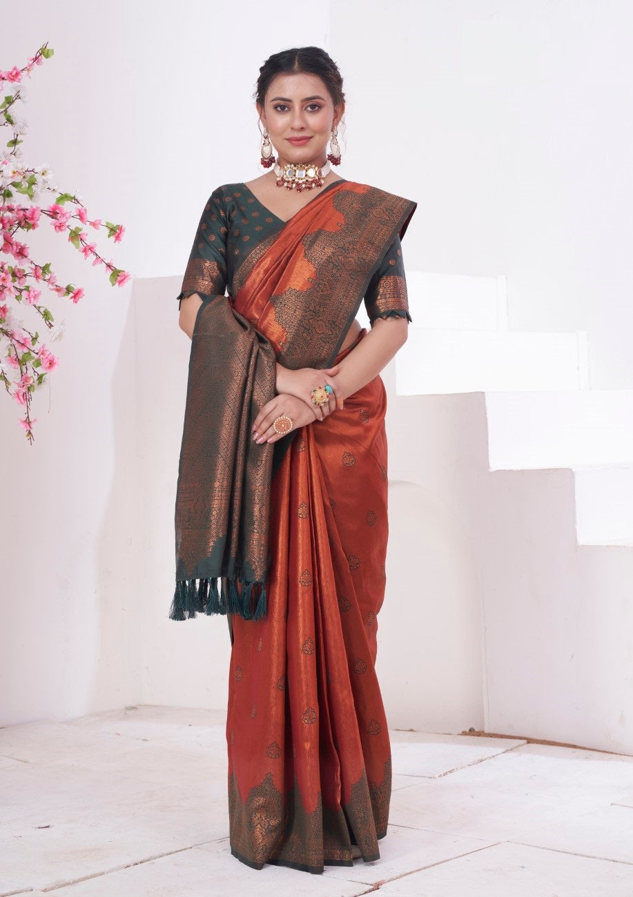 Vsaree Rasberry Kanjivaram Silk Saree With Designer Zari Weaving Border And Blouse