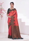 Vsaree Red Kanjivaram Silk Saree With Designer Zari Weaving Border And Blouse