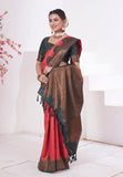 Vsaree Red Kanjivaram Silk Saree With Designer Zari Weaving Border And Blouse