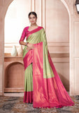 Vsaree Light Green Kanjivaram Silk Saree With Designer Zari Weaving Border And Blouse