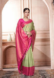 Vsaree Light Green Kanjivaram Silk Saree With Designer Zari Weaving Border And Blouse