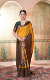 Vsaree Mustard Kanjivaram Silk Saree With Designer Zari Weaving Border And Blouse