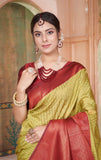 Vsaree Parrot Green Kanjivaram Silk Saree With Designer Zari Weaving Border And Blouse