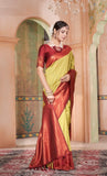 Vsaree Parrot Green Kanjivaram Silk Saree With Designer Zari Weaving Border And Blouse