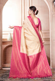 Vsaree Pink Kanjivaram Silk Saree With Designer Zari Weaving Border And Blouse