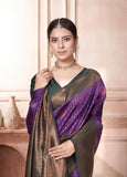 Vsaree Purple Kanjivaram Silk Saree With Designer Zari Weaving Border And Blouse