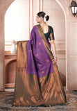 Vsaree Purple Kanjivaram Silk Saree With Designer Zari Weaving Border And Blouse