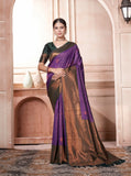 Vsaree Wine Kanjivaram Silk Saree With Designer Zari Weaving Border And Blouse