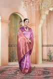 Vsaree Lavender Kanjivaram Silk Saree With Designer Zari Weaving Border And Blouse