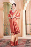 Vsaree Light Peach Kanjivaram Silk Saree With Designer Zari Weaving Border And Blouse