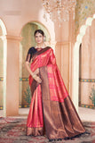 Vsaree Pink Kanjivaram Silk Saree With Designer Zari Weaving Border And Blouse