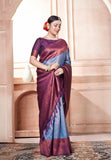 Vsaree Blue Kanjivaram Silk Saree With Designer Zari Weaving Border And Blouse