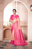 Vsaree Light Pink Faux Kanjivaram Silk Saree With Designer Zari Weaving Border And Blouse