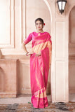 Vsaree Light Pink Faux Kanjivaram Silk Saree With Designer Zari Weaving Border And Blouse