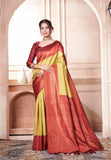 Vsaree Mustard Kanjivaram Silk Saree With Designer Zari Weaving Border And Blouse