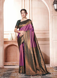 Vsaree Purple Kanjivaram Silk Saree With Designer Zari Weaving Border And Blouse