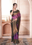 Vsaree Purple Kanjivaram Silk Saree With Designer Zari Weaving Border And Blouse