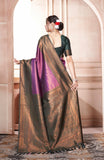 Vsaree Purple Kanjivaram Silk Saree With Designer Zari Weaving Border And Blouse