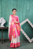 Vsaree Rani Pink Faux Kanjivaram Silk Saree With Designer Zari Weaving Border And Blouse