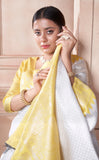 Vsaree Yellow Faux Kanjivaram Silk Saree With Designer Zari Weaving Border And Blouse