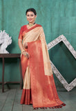 Vsaree Maroon Kanjivaram Silk Saree With Designer Zari Weaving Border And Blouse