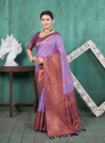 Vsaree Purple Kanjivaram Silk Saree With Designer Zari Weaving Border And Blouse