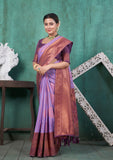 Vsaree Purple Kanjivaram Silk Saree With Designer Zari Weaving Border And Blouse