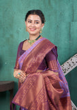 Vsaree Purple Kanjivaram Silk Saree With Designer Zari Weaving Border And Blouse