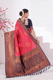 Vsaree Red Kanjivaram Silk Saree With Designer Zari Weaving Border And Blouse