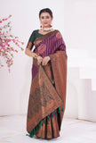 Vsaree Wine Kanjivaram Silk Saree With Designer Zari Weaving Border And Blouse