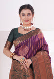 Vsaree Wine Kanjivaram Silk Saree With Designer Zari Weaving Border And Blouse