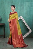 Vsaree Yellow Kanjivaram Silk Saree With Designer Zari Weaving Border And Blouse