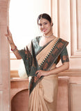 Vsaree Dark Green Faux Kanjivaram Silk Saree With Designer Zari Weaving Border And Blouse