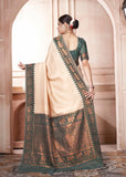 Vsaree Dark Green Faux Kanjivaram Silk Saree With Designer Zari Weaving Border And Blouse