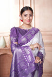 Vsaree Lavender Faux Kanjivaram Silk Saree With Designer Zari Weaving Border And Blouse