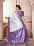 Vsaree Lavender Faux Kanjivaram Silk Saree With Designer Zari Weaving Border And Blouse