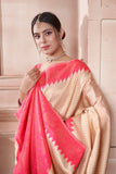 Vsaree Rani Pink Faux Kanjivaram Silk Saree With Designer Zari Weaving Border And Blouse