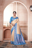 Vsaree Sea Blue Faux Kanjivaram Silk Saree With Designer Zari Weaving Border And Blouse