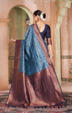 Vsaree Light Teal Faux Kanjivaram Silk Saree With Designer Zari Weaving Border And Blouse