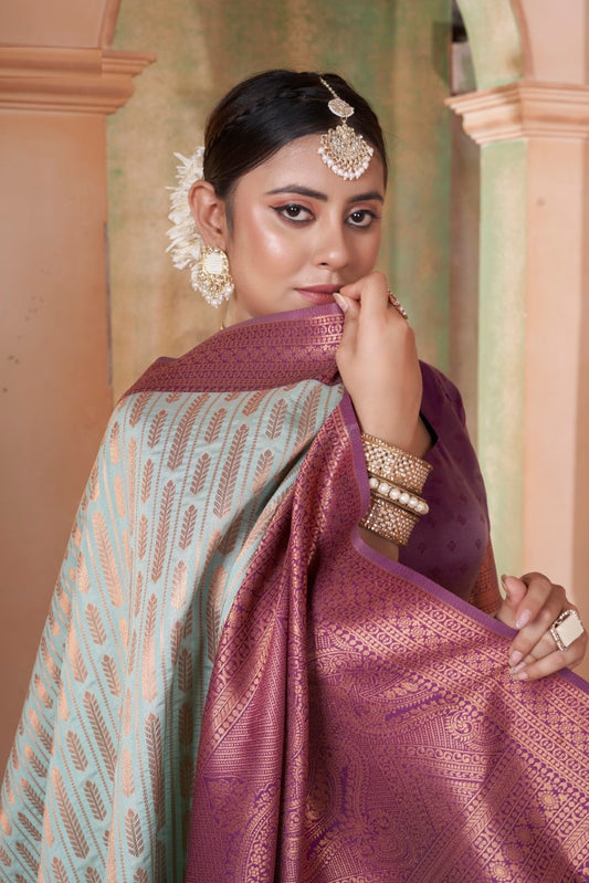 Vsaree Off White Faux Kanjivaram Silk Saree With Designer Zari Weaving Border And Blouse