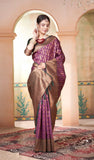 Vsaree Purple Faux Kanjivaram Silk Saree With Designer Zari Weaving Border And Blouse