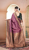 Vsaree Purple Faux Kanjivaram Silk Saree With Designer Zari Weaving Border And Blouse