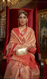 Vsaree Peach Banarasi Silk Zari Weaving Work With Banarasi Design Saree And Blouse