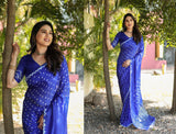 Indian Bandhej Silk Saree Wedding Party Clothing Trending Vsaree For Woman